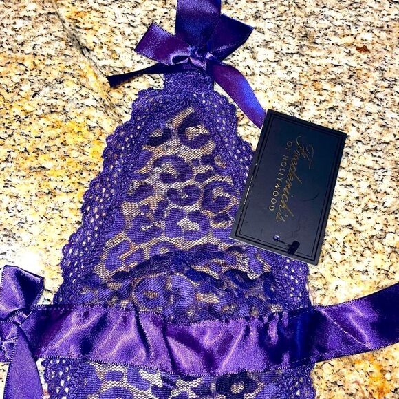NWT Fredrick's of Hollywood Purple Bows & Lace Sexy Teddy Size OSFM - Picture 5 of 5